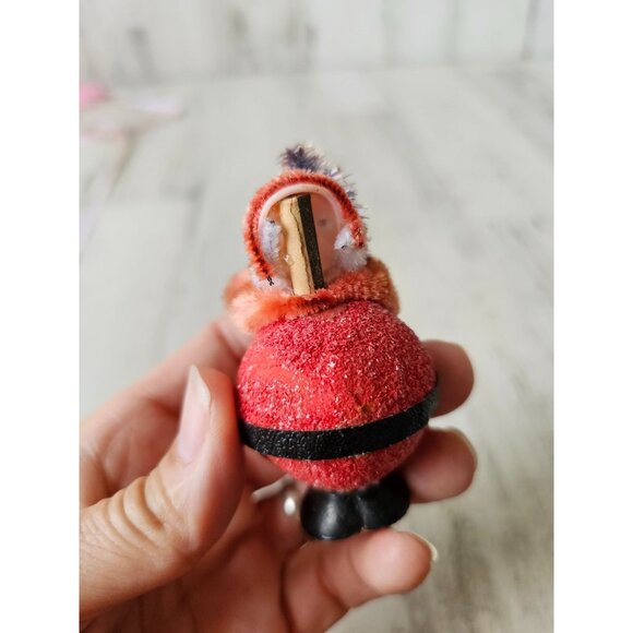 Antique glitter german Santa tree flocked tinsel mini Xmas decor as is - Picture 4 of 9